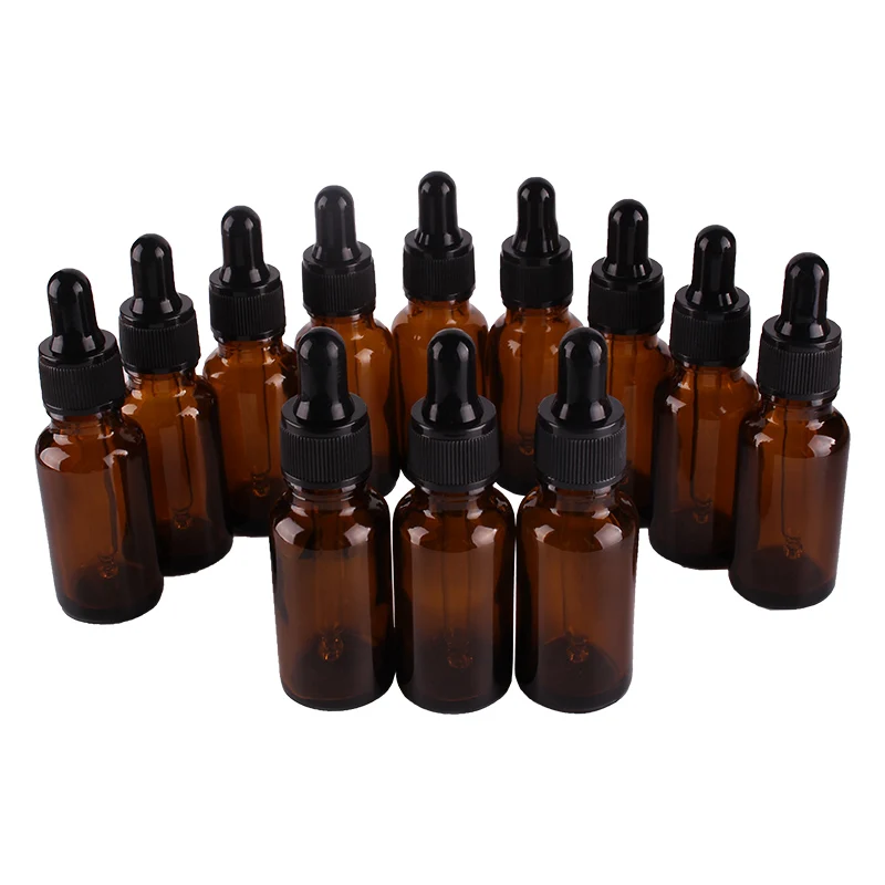 

12pcs 20ml Amber Glass Dropper Bottles with Pipette for essential oils aromatherapy lab chemicals