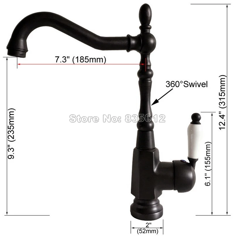  Black Oil Rubbed Bronze Faucet Ceramic Single Handle Kitchen Faucet Cold and Hot Water Sink Mixer W - 32819403616