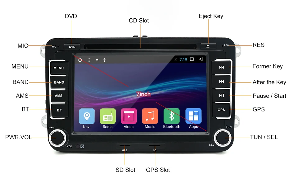 Junsun " 2 din автомобильный DVD gps Android радио плеер аудио стерео 1024*600 мультимедиа для Volkswagen VW golf 5 6 touran passat polo