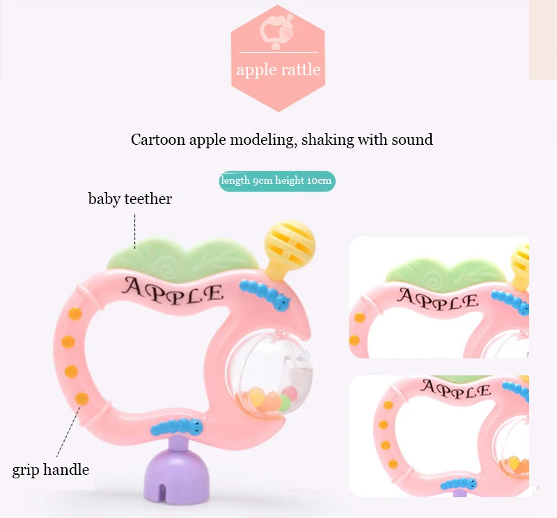 Bavoirsj 6pc-10pc/Set Cartoon Montessori Toys Teething Kids Educational Crib Mobiles Baby Toy for Girls Waldorf Rattle Toy T000
