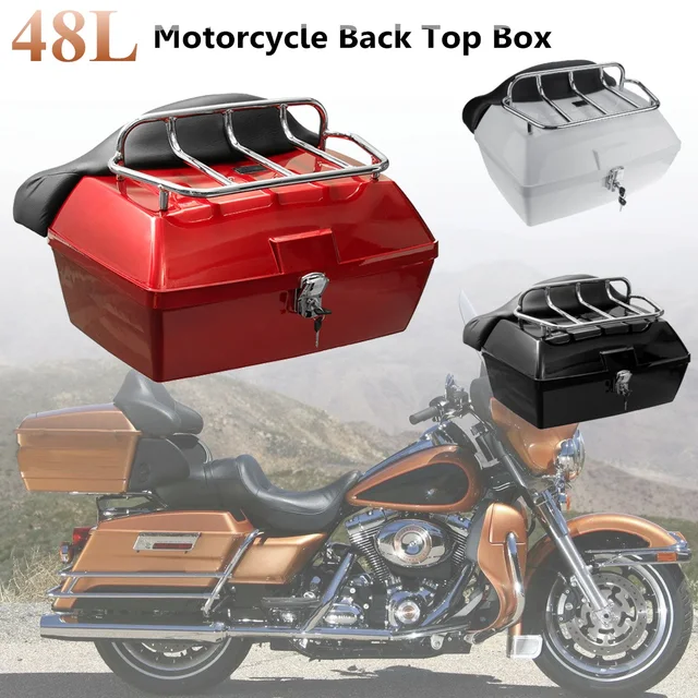 US $102.49 48L Universal Motorcycle Rear Storage Box Tail Luggage Trunk Case Toolbox Scooter Motorbike