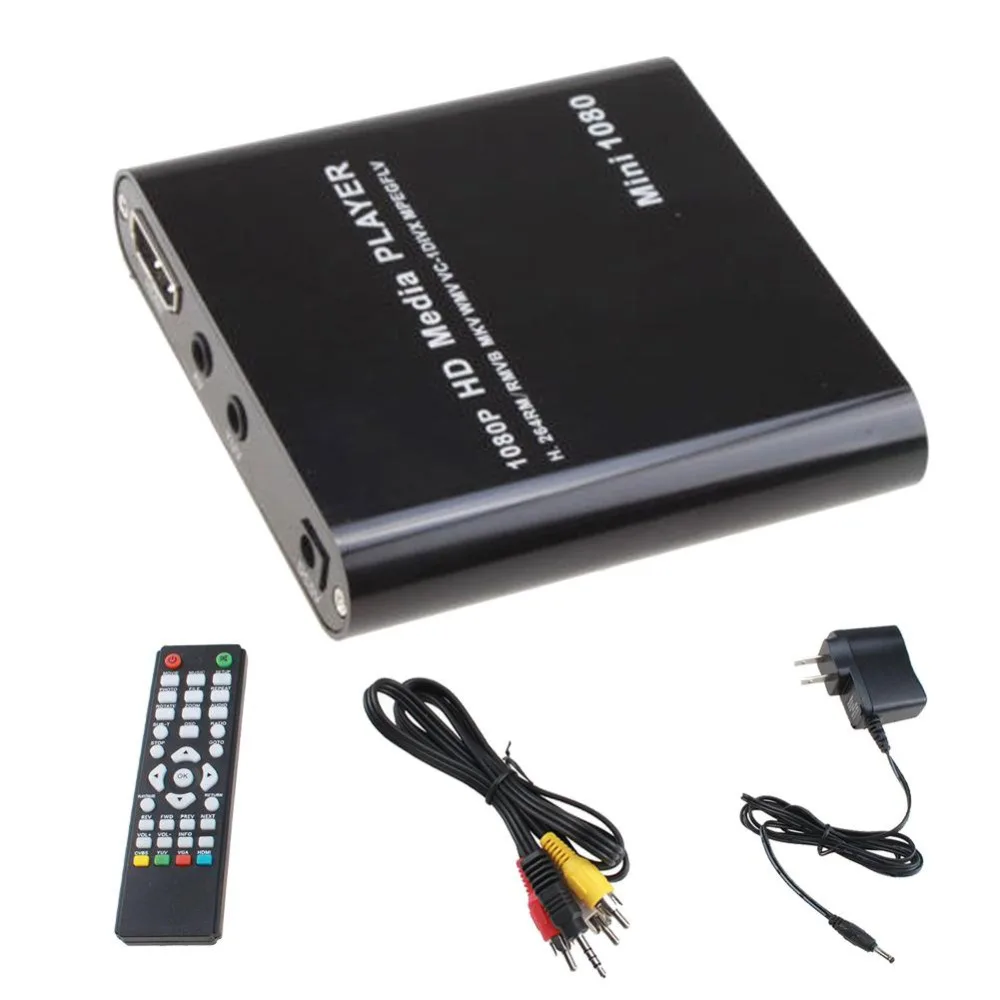 HDMI медиа плеер 1080 P Full HD tv видео мультимедийный проигрыватель с поддержкой MKV/RM-SD/USB/SDHC/MMC HDD-HDMI с пультом дистанционного управления