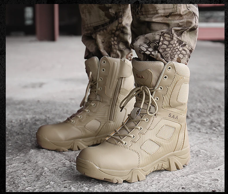 Мужские высококачественные брендовые военные кожаные защитные ботинки; спецназ; тактические мужские ботинки для пустыни; Уличная обувь; ботильоны