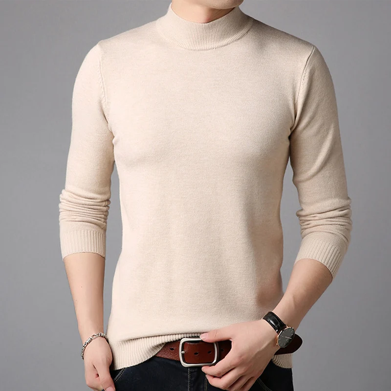 Liseaven, мужские кашемировые свитера, длинный рукав, пуловер, Одноцветный свитер, мужские топы