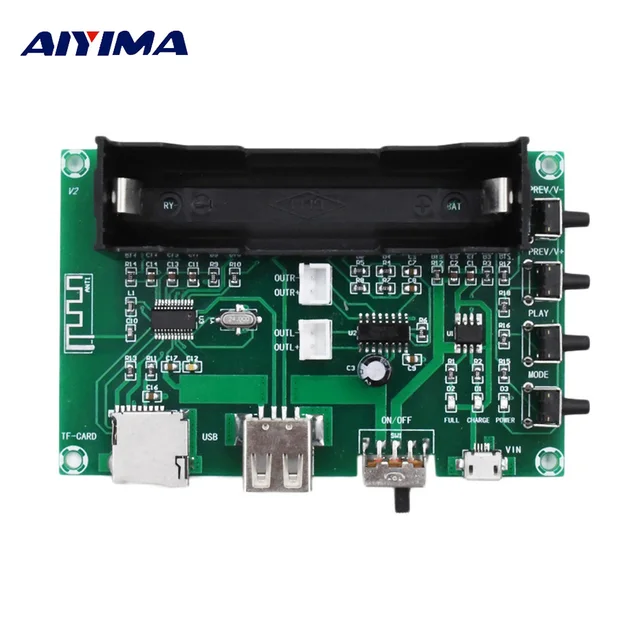 Aiyima DC5V PAM8403 Digital Bluetooth Audio Amplifier Board 2*5W Two Channel Power Amplifier Lithium Battery Powered