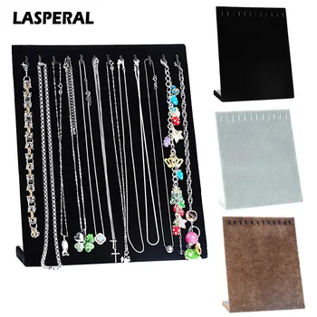 

LASPERAL Jewelry Display Holder Flannel Necklace Display Stand Storage Holders Racks Women Jewelry Organizer Racks Black