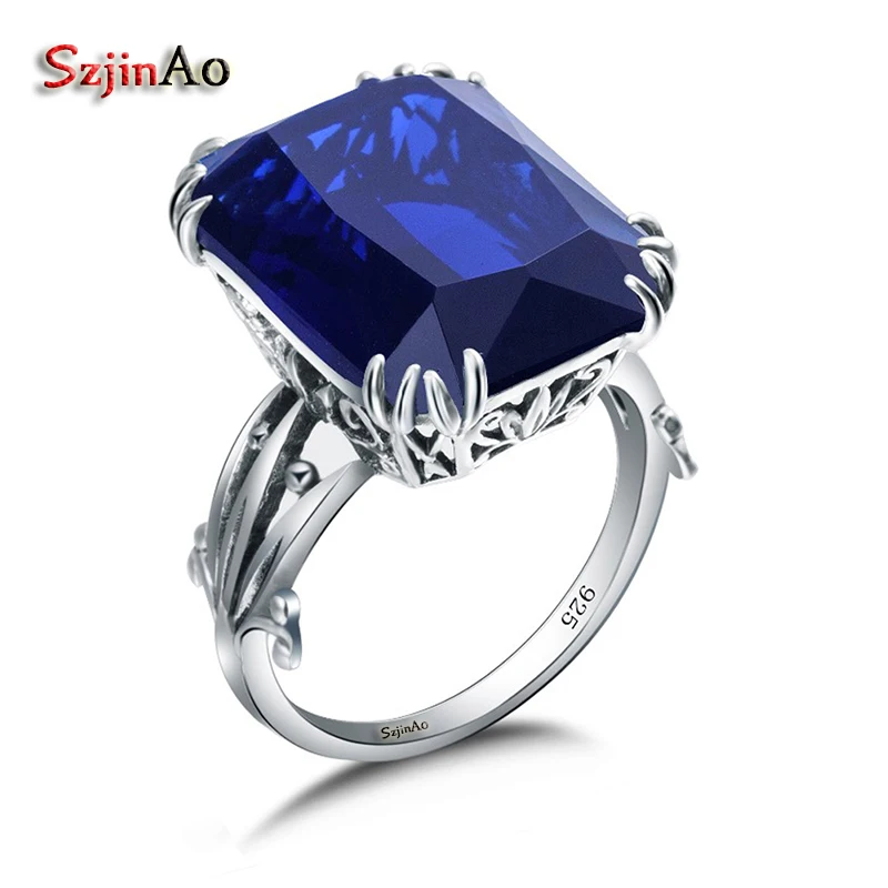 

Szjinao Sweet Tibetan Wedding Rings For Women Sapphrie Jewelry Boho Style Vintage 925 Silver Jewelry Wholesale Hot Sale