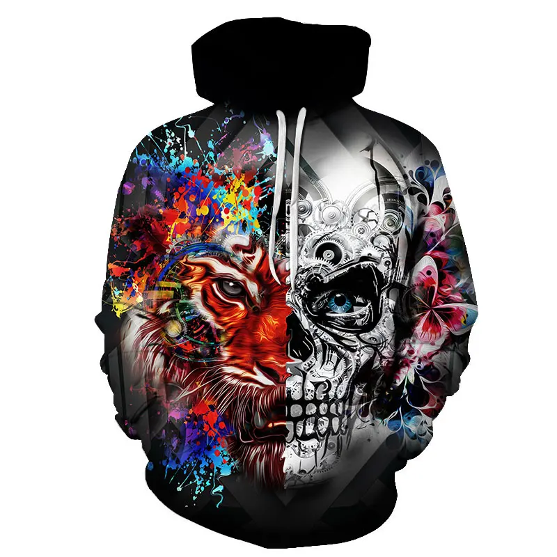 

BIAOLUN Quality New Fashion 3d Hoodies Men women 3d Sweatshirts Print Skulls Tiger Thin Hooded Hoodies Tracksuits Hoody Tops