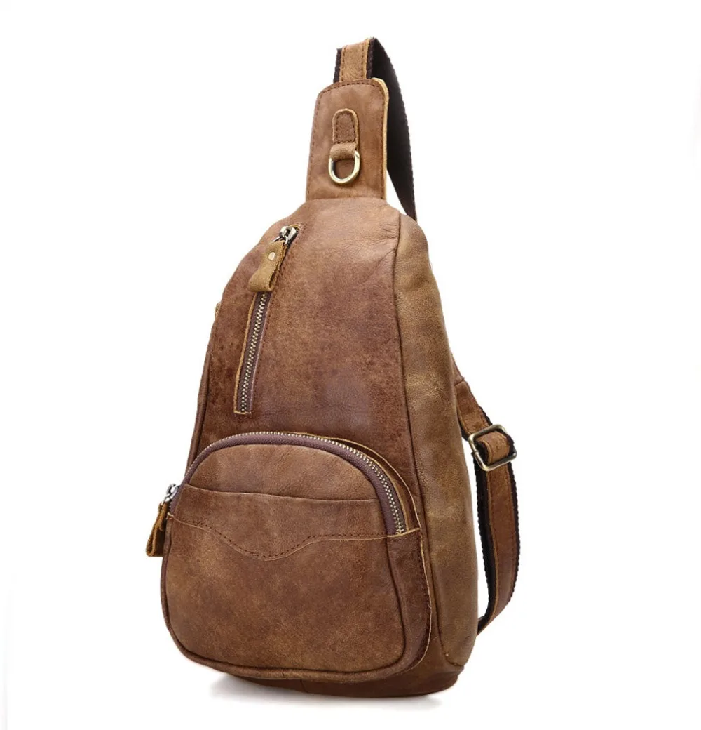 

New Men's Vintage Top Quality Leather Cowhide Messenger Shoulder Bag Sling Chest Back Day Pack