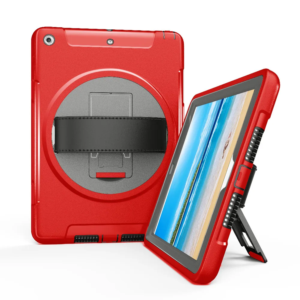 

Case for ipad 9.7 inch 2018 2017 Cover Hybrid TPU Plastic Armor with 360 Rotatable Kickstand Hand Strap Protection Cover FTL01