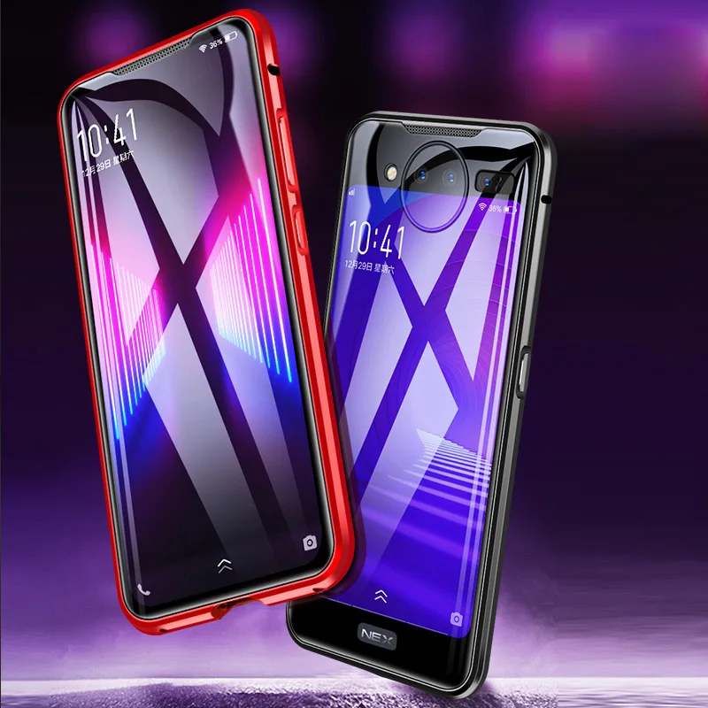 Магнитный чехол 360 градусов для VIVO NEX 2 X23 X27 двустороннее закаленное стекло +