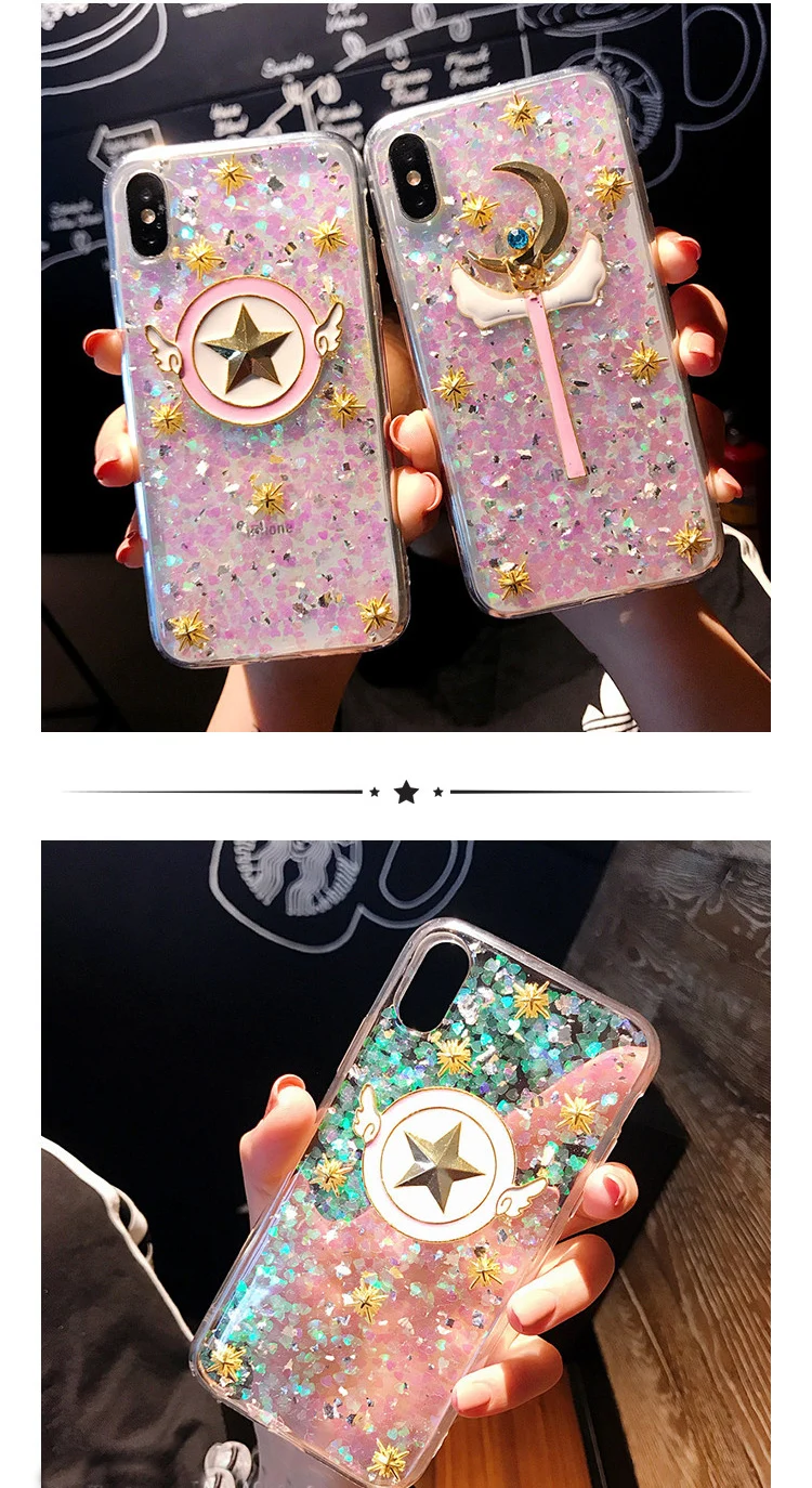 Для iphone XS Max bling Прекрасный Сакура мягкий чехол для iphone 8plus XR X 8 6 6S 6splus 7 7plus Сейлор Мун розовый чехол для девочек