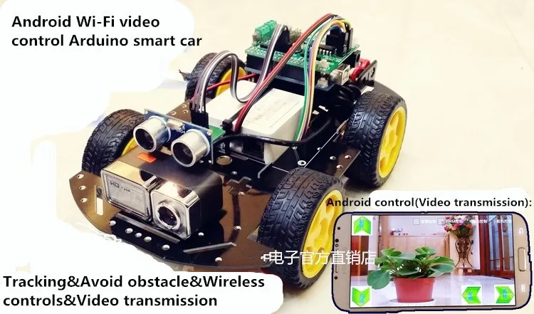 

4WD Android Wi-Fi Video Monitoring Control R3 Smart Car/Provide PC Software Code Arduino Code,Android APK And Original Test Code
