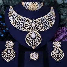 GODKI Luxury Feather Lariat Flower Women Wedding Cubic Zirconia Choker Necklace Earring Dubai Jewelry Set Jewellery Addict