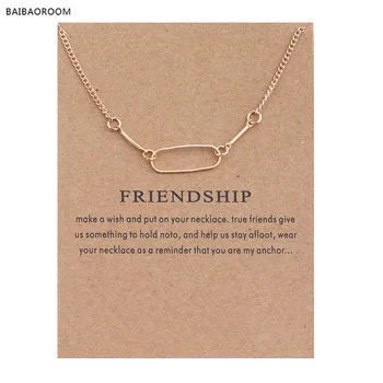 New Friendship Bones Oval Alloy Clavicle Fish Bone Pendant Short Necklace