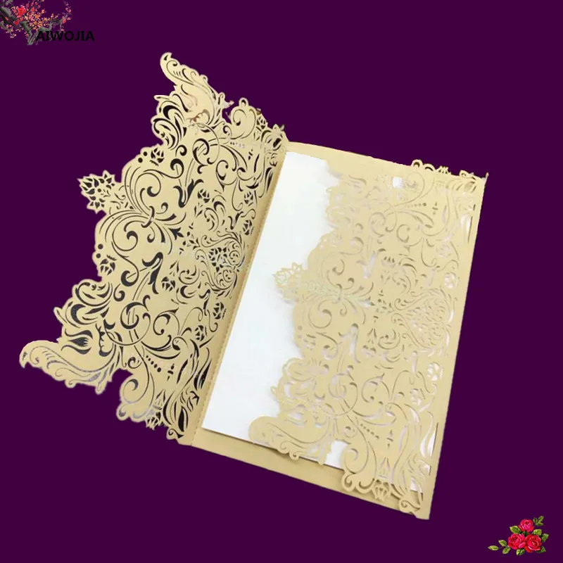 Luxury Destination Wedding Invitations And Welcome Letter Online Luxury Gold Wedding Invitations Card With Rsvp And Brooch Vintage Birthday Party For