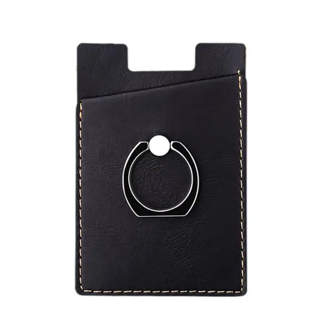 Ring Bracket Mobile Phone Back Sticker Card Set PU Leather Car