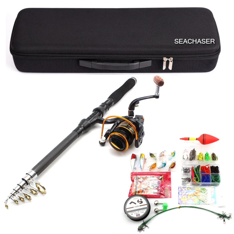 

NEW Lure Rod Set Spinning Rod Fishing Reel Combos Full Kit 1.8M-3.0M Fishing Rod Pole Reel Line Lures Hooks Portable Bag
