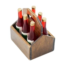 Odoria 1:12 миниатюрный 6 шт красное вино бутылки в деревянной стойке чехол полка напитки кукольный домик кухонные аксессуары ресторан вечерние бар