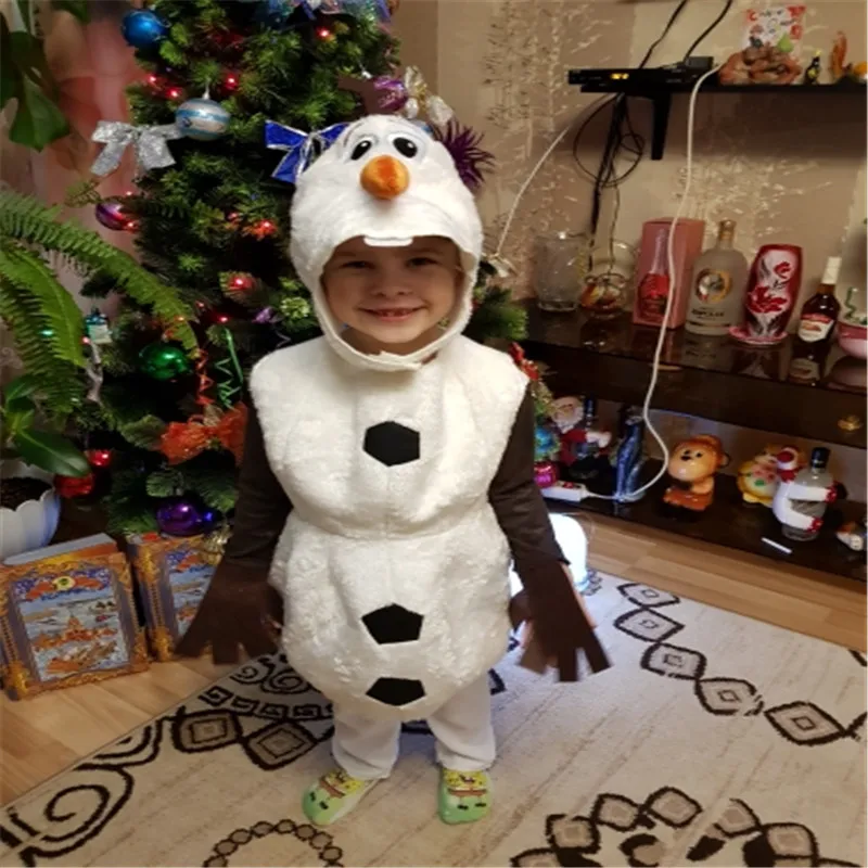 Роскошный плюшевый восхитительный Детский карнавальный костюм Олафа на Хэллоуин для малышей; Детские вечерние платья с героями мультфильма «Снеговик»