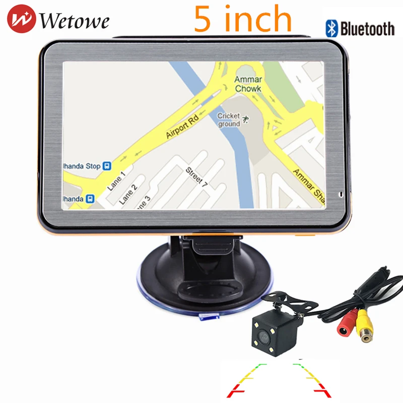 Wetowe 5 дюймов Автомобильный GPS навигатор G5 FM Bluetooth AVIN реверсивная камера Россия США