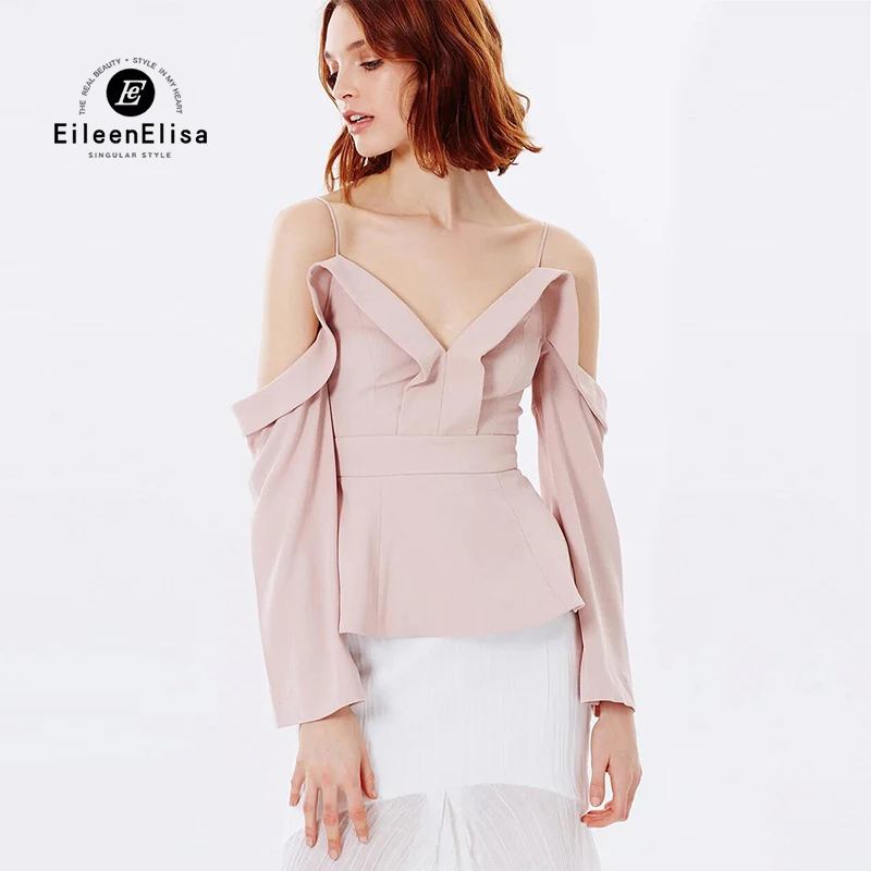 

Off Shoulder Blouse Women Summer Slim Waist Blouses 2018 Sexy Slash neck Blouses Pink Female Blouse Ruffles