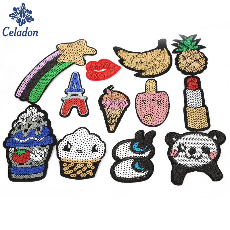 

15pcs Patch Sewing Clothes Patches Iron On Sequins Fruit Motifs Garment Sticker Hot Ice-cream Cake Appliques