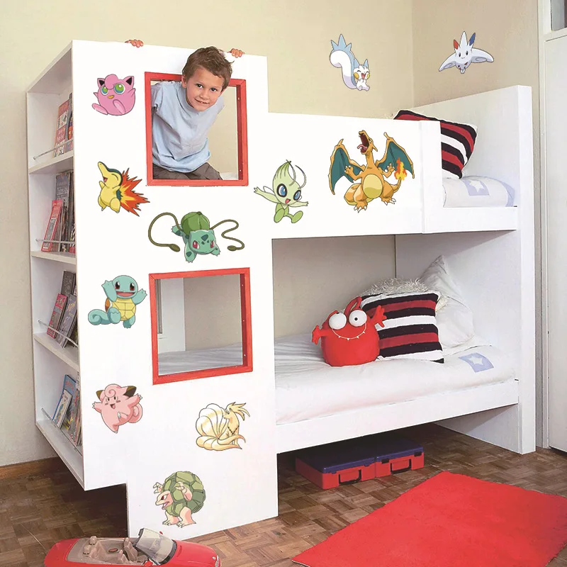 Pokemon Go Decorative Wall Stickers For Kids Room Home Decorations Pikachu Wall Decals PVC Wallpaper Window Sticker Mural Poster