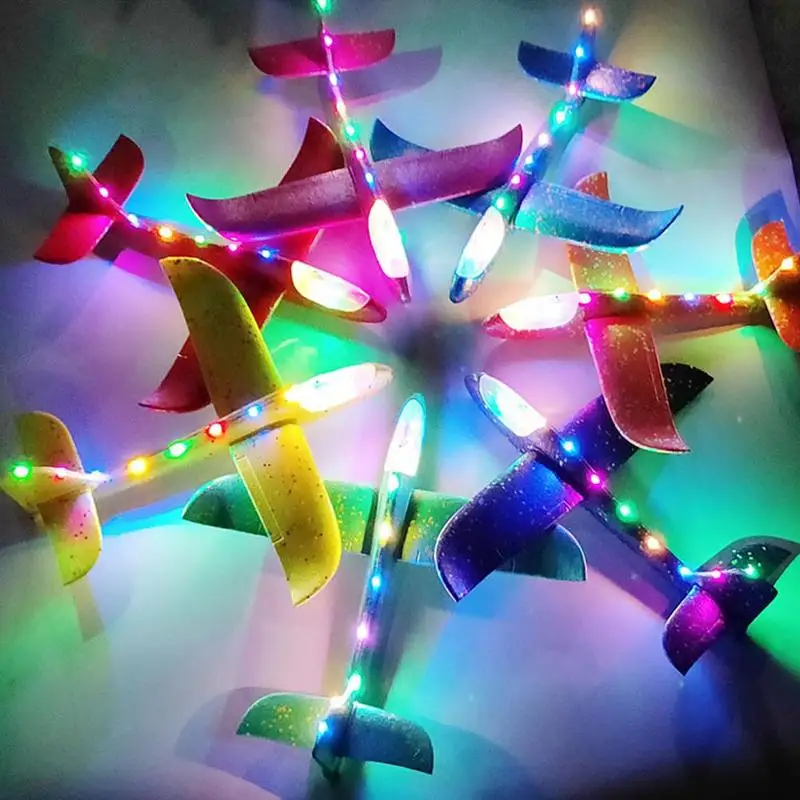 48 см DIY ручной бросок освещение Летающий планер самолет светится в темноте игрушки из пены модель самолета светодиодный игры игрушки для детей