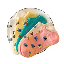 Cotton Socks for Women Invisible Ankle Socks Spring&Summer Cute Animal Candy Color Hosiery Lady Thin Casual Soft Female Socks