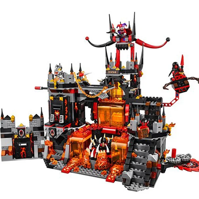 

Free Shipping 1244Pcs 14019 Nexoe Knights Jestros Vulkanfestung Model Building Kit Blocks Brick Toy Compatible