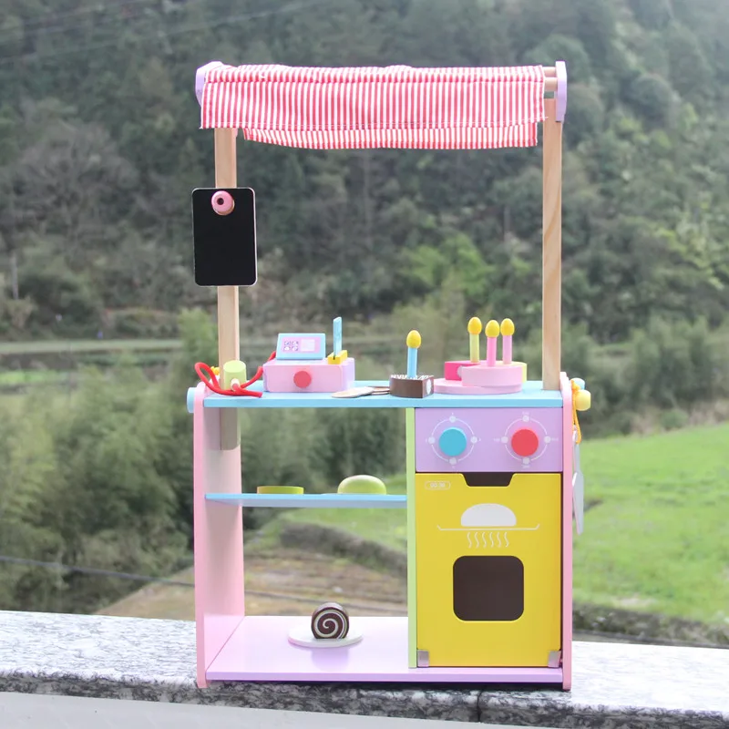 

New Baby Toys Simulation Bakery Cake House Wooden Toys Food Cut Assemble Canteen Child Educational Birthday Gift