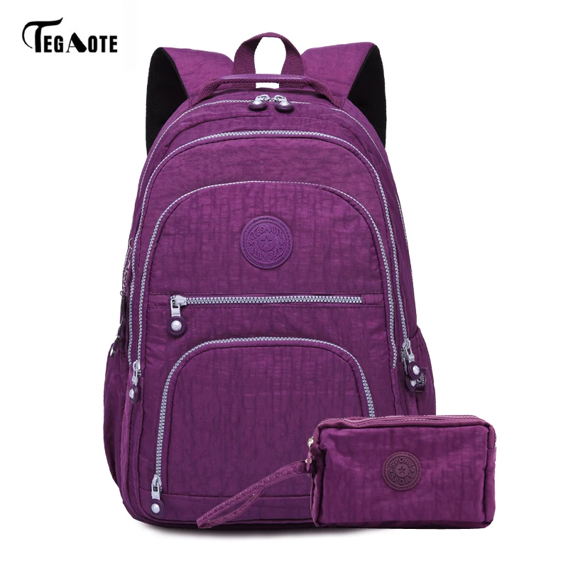 TEGAOTE 2 шт./компл. школьный рюкзак для девочек-подростков Mochila Feminina Для женщин рюкзаки комплект телефон кошелек нейлон Повседневное сумки для ноутбуков