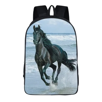 

16 Inch Crazy Horse Printing Backpack Men Backpack Children Animals School Bags For Teenagers Bag Boys Daily Backpacks Mochila