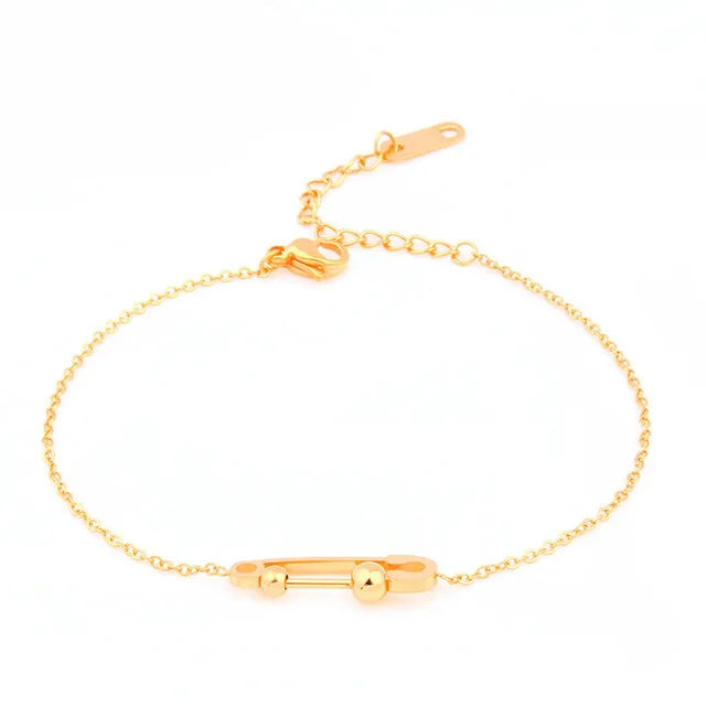 Ювелирная цепочка из нержавеющей стали, звеньевой браслет с брелоком, женские браслеты, женские Украшения, Аксессуары, braclet - Окраска металла: golden1