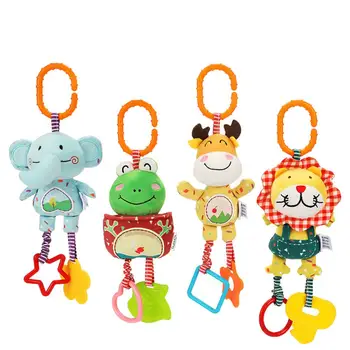 

4PCs Baby Plush Toy Handbell Baby Rattle With Teethers Soft Plush Early Development Newborn Birthday Gift Wind Chime Bed Pendant