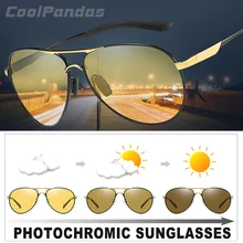 Gafas de sol fotocromáticas de conducción aérea Unisex, lentes de sol fotocromáticas polarizadas en HD, amarillas, camaleón, accesorios para coche