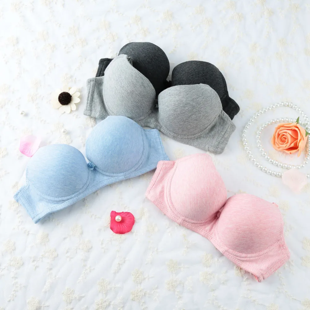 New Sexy Women C Cup Bra 3/4 Cup Thin Light Padded V-Neck Seamless Push Up bra Underwire Lingerie Underwear Soutien Gorge Pink