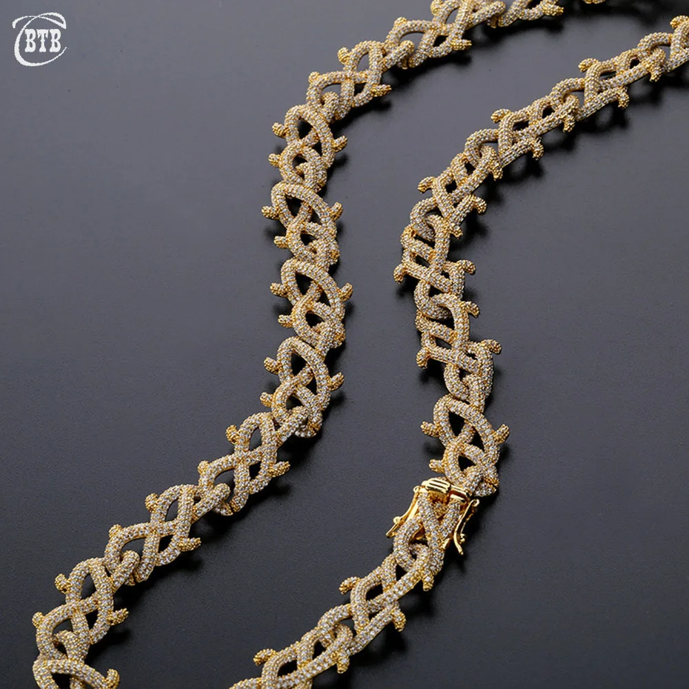 

Hip Hop Gold Silver brambles Cuban Chain Necklace Iced Out Chain Bling Cubic Zircon Mens Necklaces Rock Jewelry