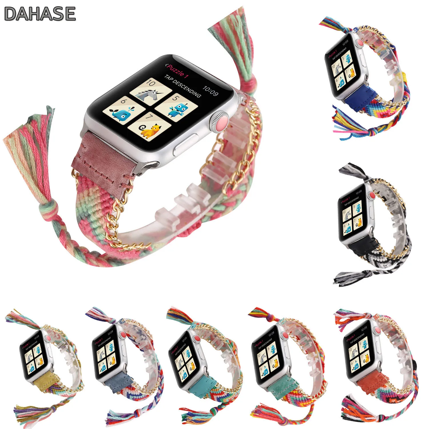 

Colorful Knitted Woolen Ropes Watch Strap for Apple Watch Band 42mm 38mm Replacement Bracelet for iWatch Series 3 2 1