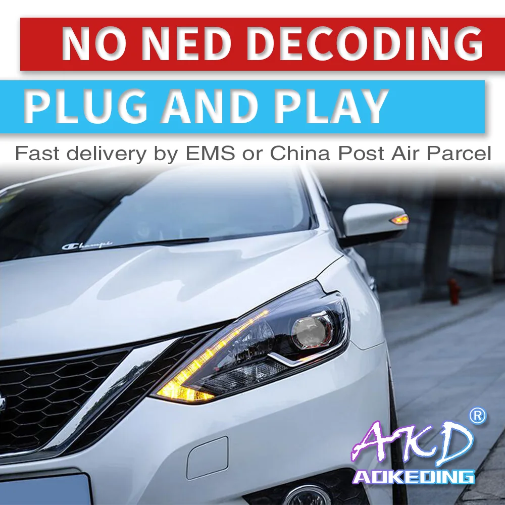 2 шт. автомобильный Стайлинг для Nissan Sylphy фары фара светодиодный фонарь DRL стекло фары H7 D2H HID Xenon bi xenon