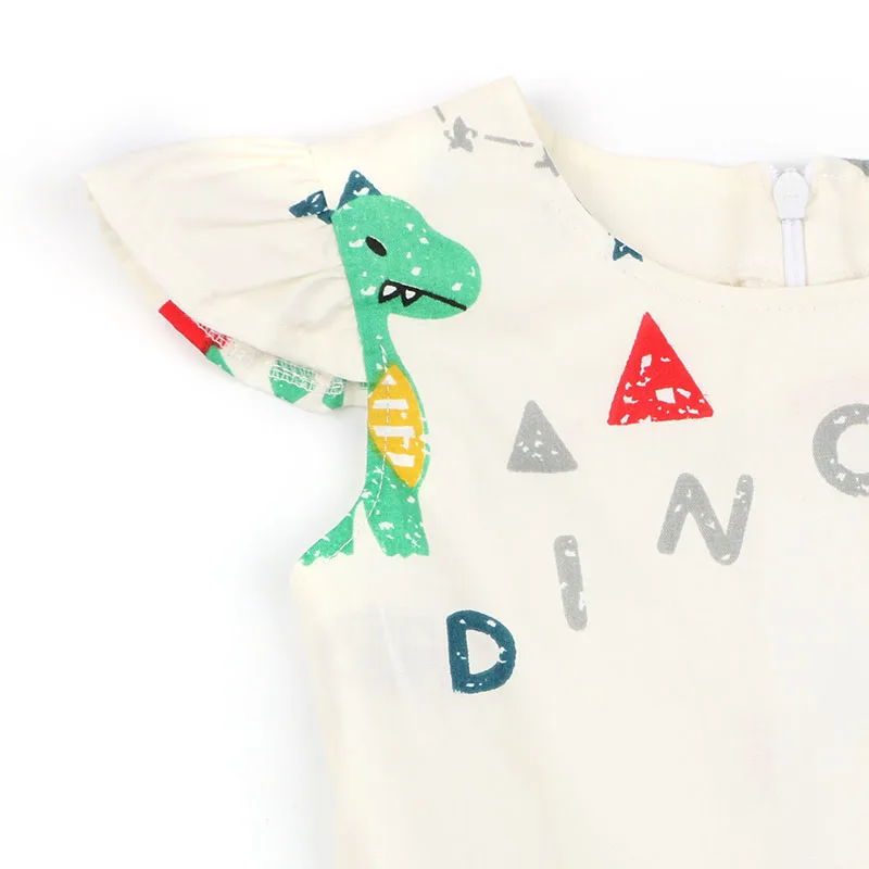 Funny Dinosaur Printing Girls Dress Kids Clothes Children Flower Princess Sleeveless Dresses Summer Beach Baby (8)