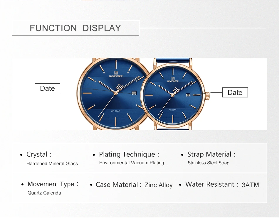 NAVIFORCE Лидирующий бренд Роскошные Мужские кварцевые часы женские стальные водонепроницаемые повседневные Дата набор часов для супружеской