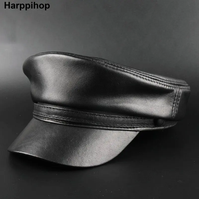 Harppihop* Весенние шапки из овечьей кожи, Повседневная Теплая мужская военная шапка, короткий край, Кадетская шапка для взрослых женщин