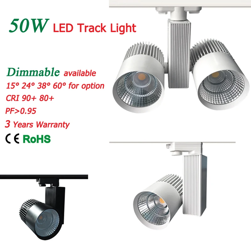 

COB led track light 50W Rail Spotlight For Clothing Shoes stores tracking light CREE led chip 2/3 wire 5 years warranty