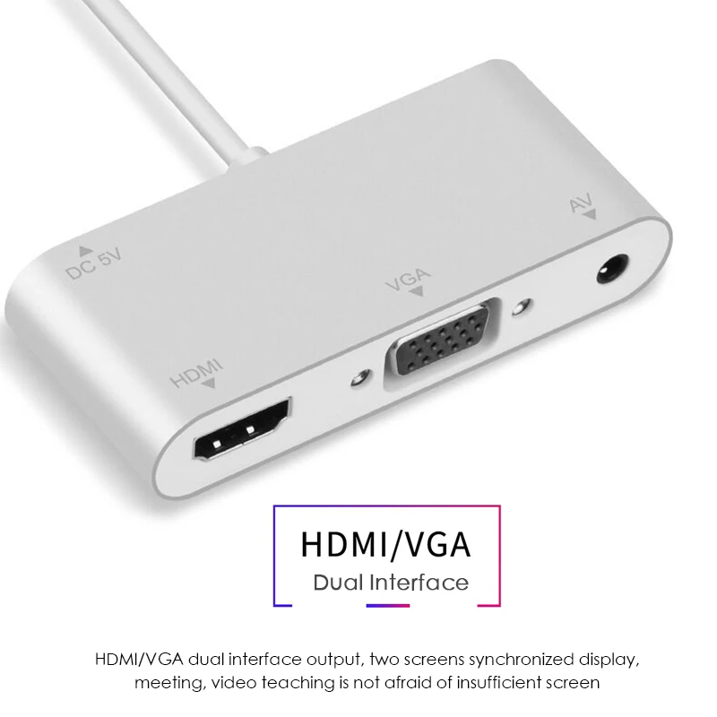 3 в 1 USB аудио адаптер USB к HDMI VGA+ видео конвертер Цифровой AV адаптер для iPhone Xmax 8 7 plus 6S iPad Air