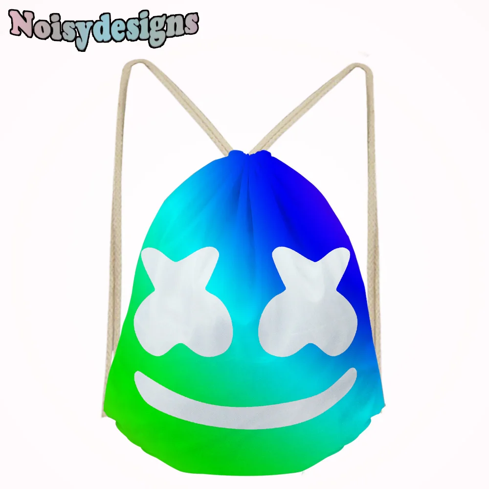 

Famous Marshmello Pattern Printing Small Drawstring Pocket Bags Girls Boys School Casual Bag Kids Mochila Sport Shoe Cases