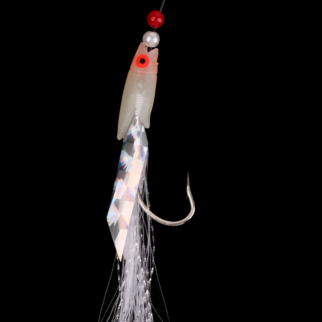 5 Pieces/Pack Freshwater/Saltwater Fishing Lures Fishing Sabiki Bait Rigs Fish Skin/Feather Hooks 3/0# Anzuelo crochet