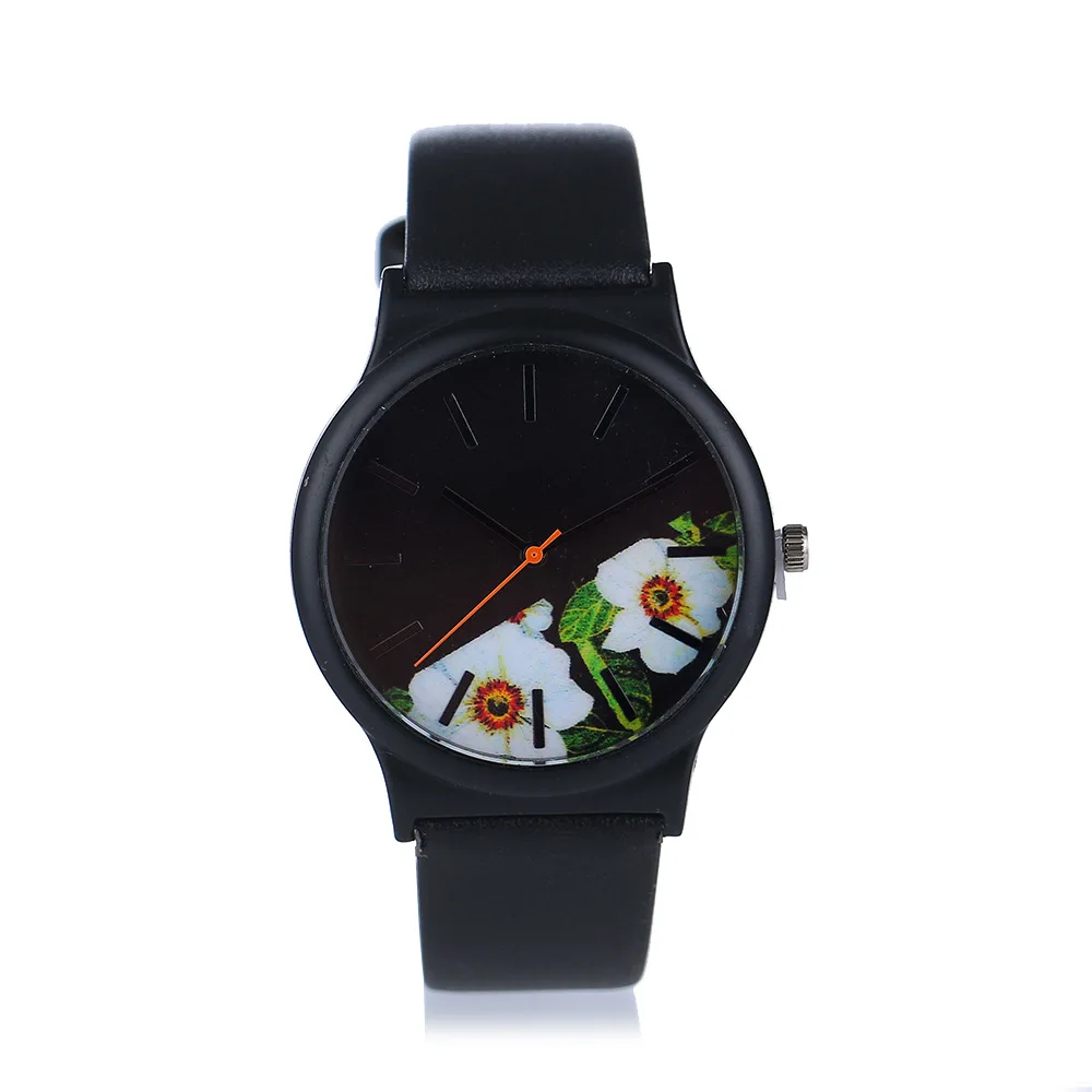 New Watch Women Fashion Casual Luxury Women Quartz Watches Special Flower Dial Ladies Leather Strap Clock Relogio Feminino