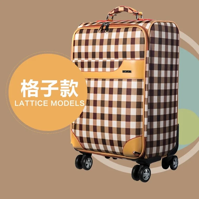 Women 's Retro map luggage series 20/24 inch PU Rolling Luggage Spinner brand Men Business Travel Bag Trolley Suitcase on wheels
